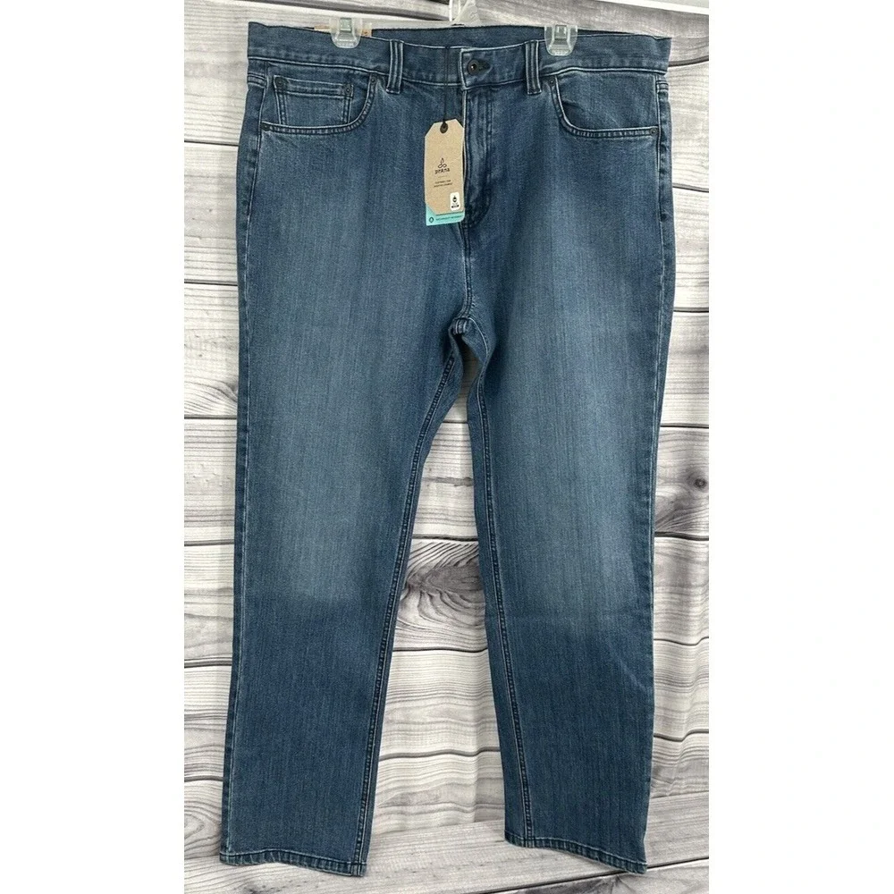 PRANA FEENER STRAIGHT FIT JEANS Men's 40 X 34 RINSE‎ WASH STRETCH